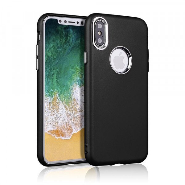 Wholesale iPhone X (Ten) Metallic Style Slim Hybrid Case (Black)